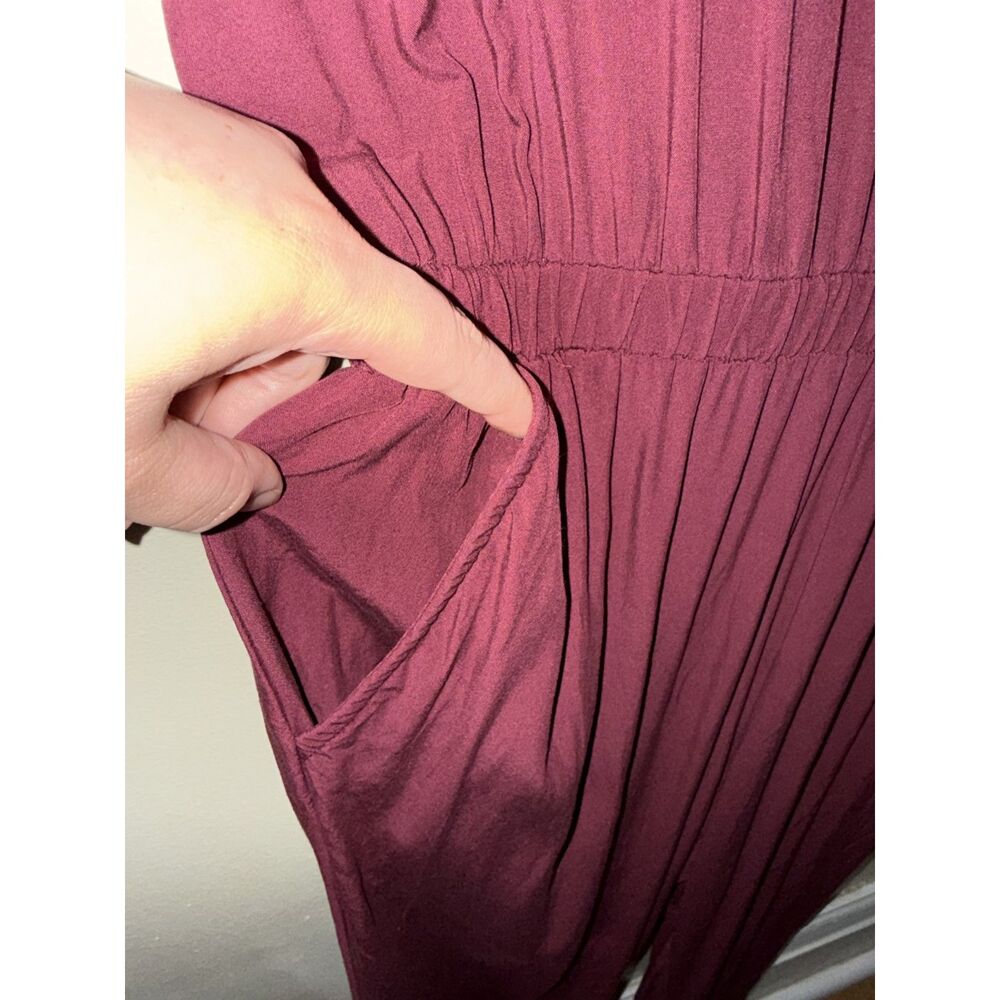 Old Navy Burgundy Short Sleeve Open Wrap Back Jumpsuit with Pockets - Size M - Picture 7 of 12